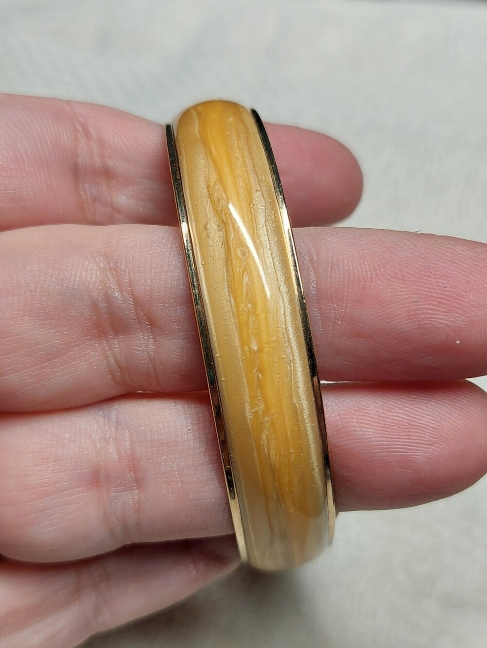 Avon Gold-Tone Amber Resin Bangle Bracelet - Women Jewelry